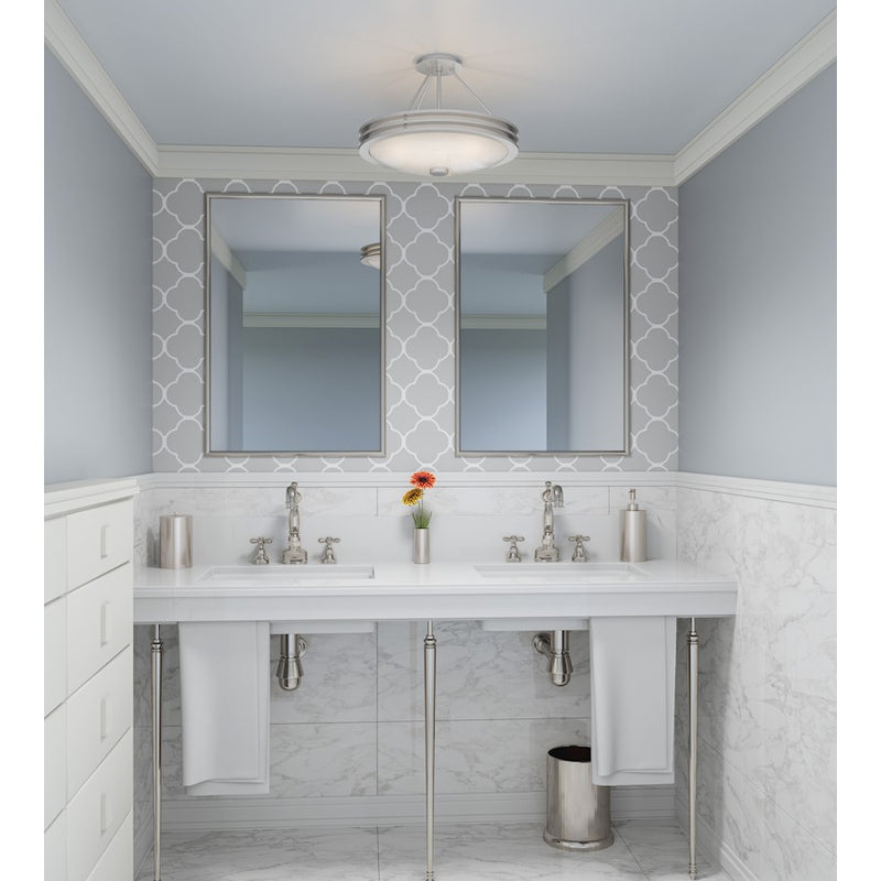 Quoizel Emile 3 Light Semi-Flush Mount, Brushed Nickel/Etched
