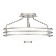 Quoizel Emile 3 Light Semi-Flush Mount, Brushed Nickel/Etched