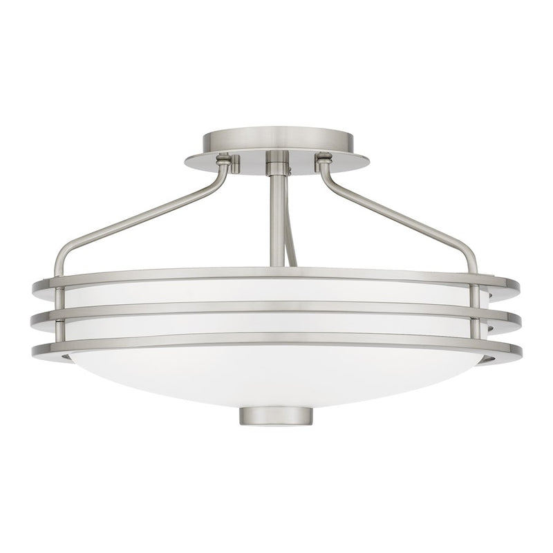 Quoizel Emile 3 Light Semi-Flush Mount, Brushed Nickel/Etched