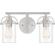 Quoizel Emerson 2 Light Bath Vanity, Brushed Nickel
