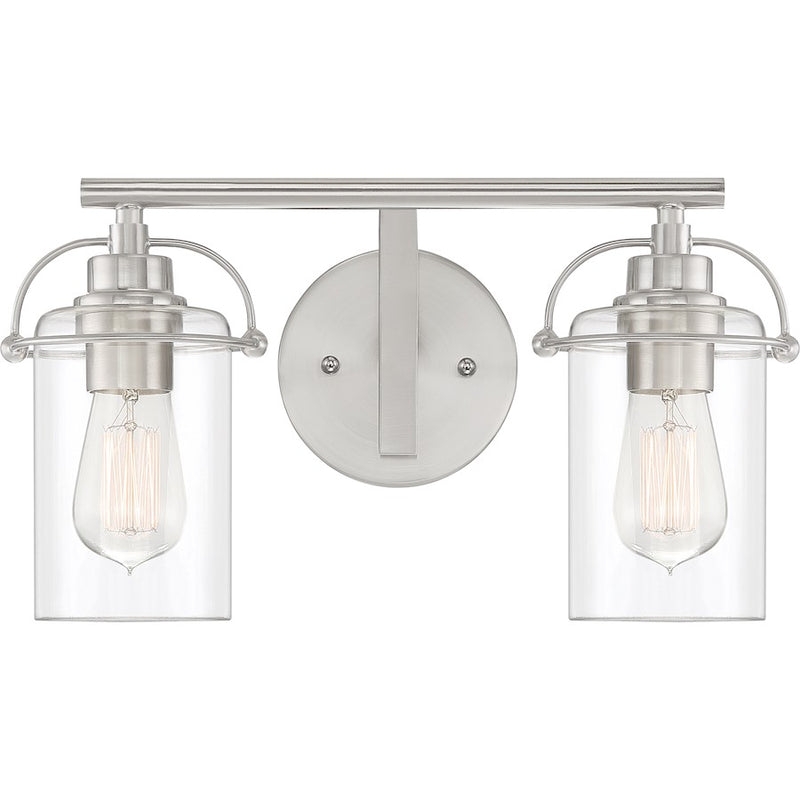 Quoizel Emerson 2 Light Bath Vanity, Brushed Nickel