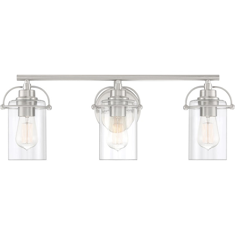 Quoizel Emerson 3 Light Bath Vanity, Brushed Nickel