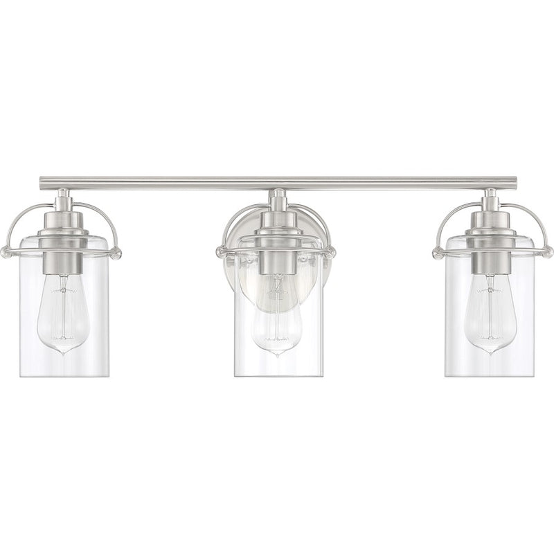 Quoizel Emerson 3 Light Bath Vanity, Brushed Nickel