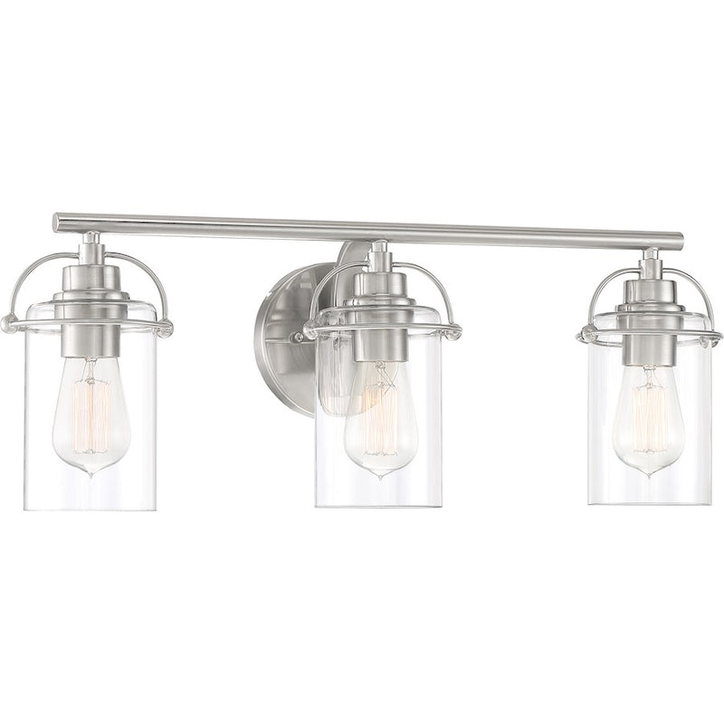 Quoizel Emerson 3 Light Bath Vanity, Brushed Nickel