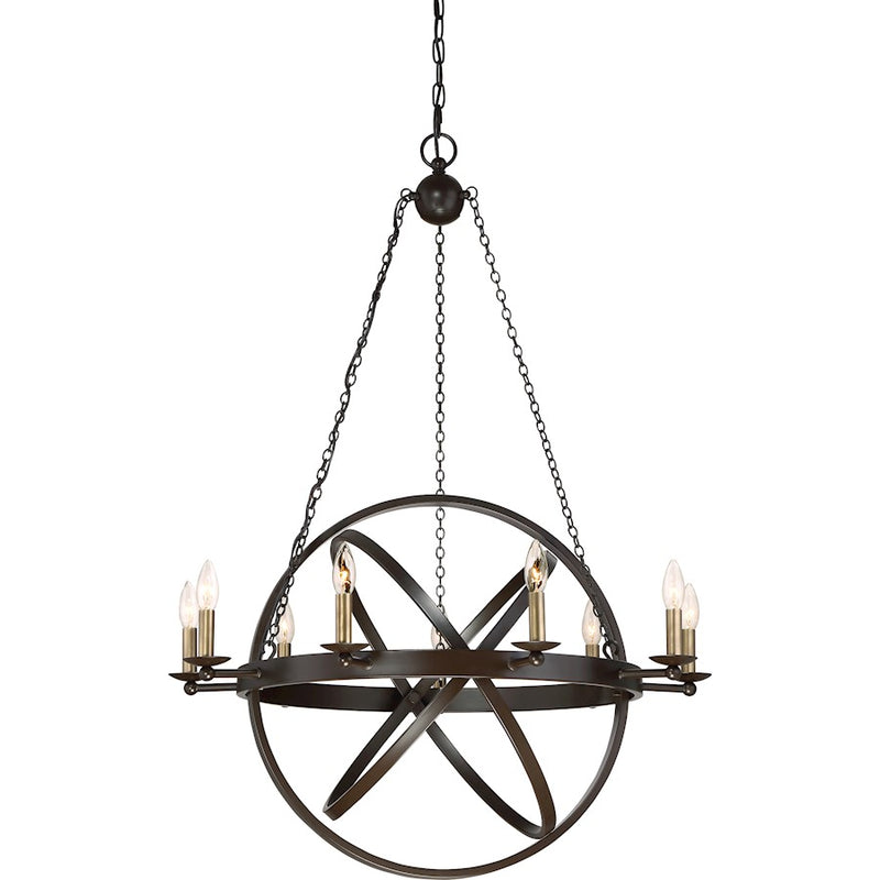 Quoizel Eons 9 Light Chandelier, Western Bronze