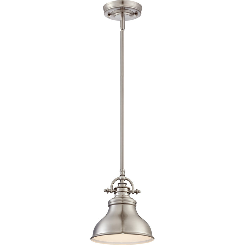 Quoizel Emery 8in 1-Light Mini Pendant | Traditional Brushed Nickel Metal Shade | Kitchen Island & Bar | 8 x 8 x 9 in | Model ER1508BN