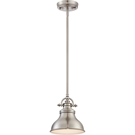 Quoizel Emery 8in 1-Light Mini Pendant | Traditional Brushed Nickel Metal Shade | Kitchen Island & Bar | 8 x 8 x 9 in | Model ER1508BN