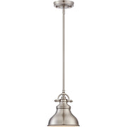Quoizel Emery 8in 1-Light Mini Pendant | Traditional Brushed Nickel Metal Shade | Kitchen Island & Bar | 8 x 8 x 9 in | Model ER1508BN