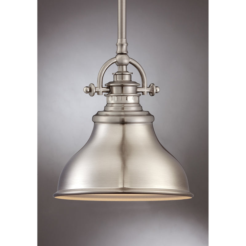 Quoizel Emery 8in 1-Light Mini Pendant | Traditional Brushed Nickel Metal Shade | Kitchen Island & Bar | 8 x 8 x 9 in | Model ER1508BN