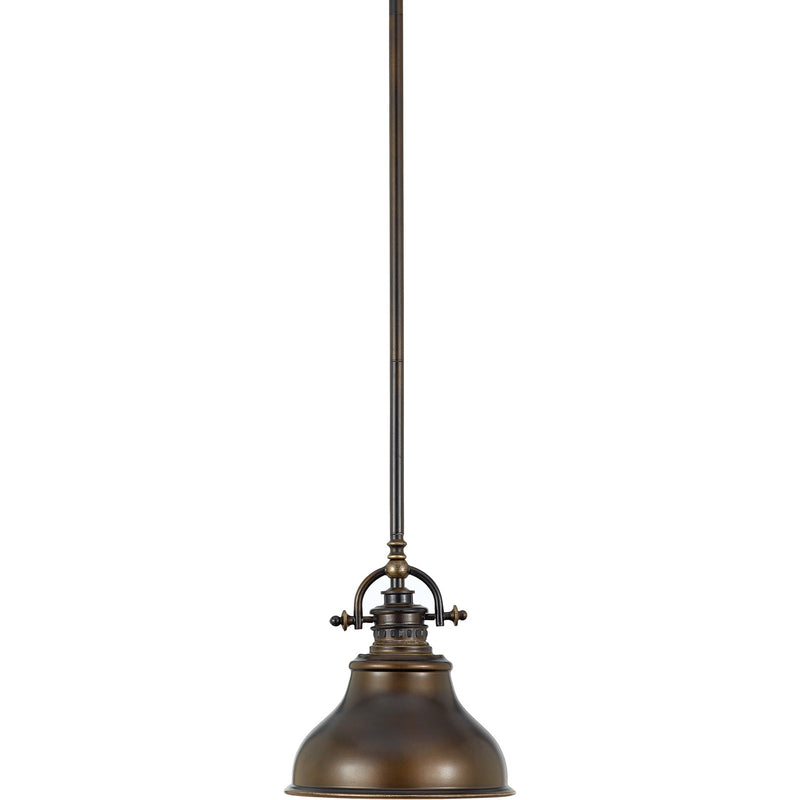 Quoizel Emery 8in 1-Light Mini Pendant | Traditional Palladian Bronze Metal Shade | Kitchen Island & Bar | 8 x 8 x 9 in | Model ER1508PN