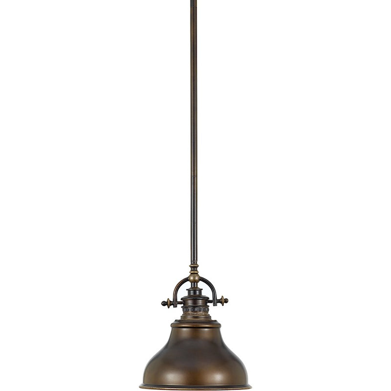 Quoizel Emery 8in 1-Light Mini Pendant | Traditional Palladian Bronze Metal Shade | Kitchen Island & Bar | 8 x 8 x 9 in | Model ER1508PN