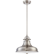 Quoizel Emery 13.5in 1-Light Pendant | Traditional Brushed Nickel Metal Shade | Kitchen Island & Dining Room | 13.5 x 13.5 x 11.5 in | Model ER1814BN