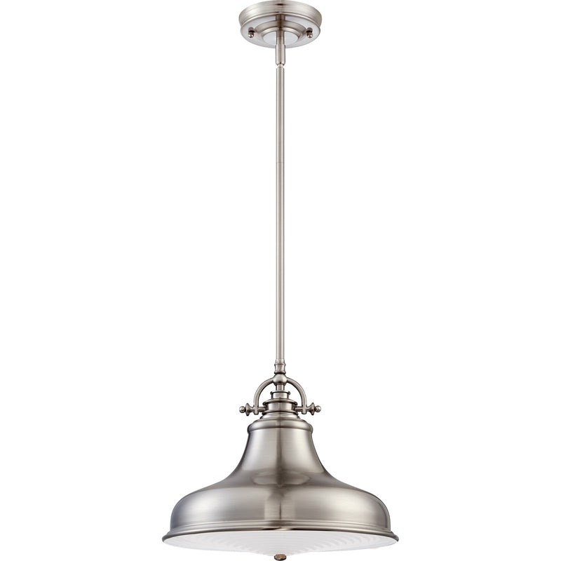 Quoizel Emery 13.5in 1-Light Pendant | Traditional Brushed Nickel Metal Shade | Kitchen Island & Dining Room | 13.5 x 13.5 x 11.5 in | Model ER1814BN