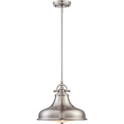 Quoizel Emery 13.5in 1-Light Pendant | Traditional Brushed Nickel Metal Shade | Kitchen Island & Dining Room | 13.5 x 13.5 x 11.5 in | Model ER1814BN