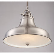 Quoizel Emery 13.5in 1-Light Pendant | Traditional Brushed Nickel Metal Shade | Kitchen Island & Dining Room | 13.5 x 13.5 x 11.5 in | Model ER1814BN