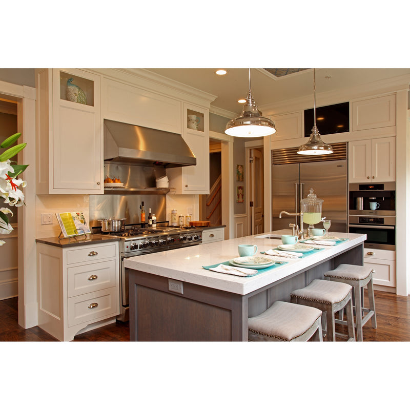 Quoizel Emery 13.5in 1-Light Pendant | Traditional Brushed Nickel Metal Shade | Kitchen Island & Dining Room | 13.5 x 13.5 x 11.5 in | Model ER1814BN