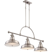 Quoizel Emery 53in 3-Light Island Chandelier | Traditional Brushed Nickel and Nickel Metal | Kitchen Island & Dining Room | Model ER353BN