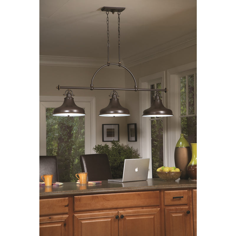 Quoizel Emery 53in 3-Light Island Chandelier | Traditional Palladian Bronze and Bronze Metal | Kitchen Island & Dining Room | Model ER353PN