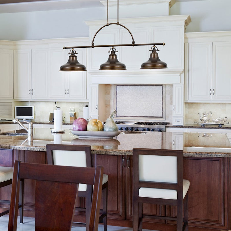 Quoizel Emery 53in 3-Light Island Chandelier | Traditional Palladian Bronze and Bronze Metal | Kitchen Island & Dining Room | Model ER353PN
