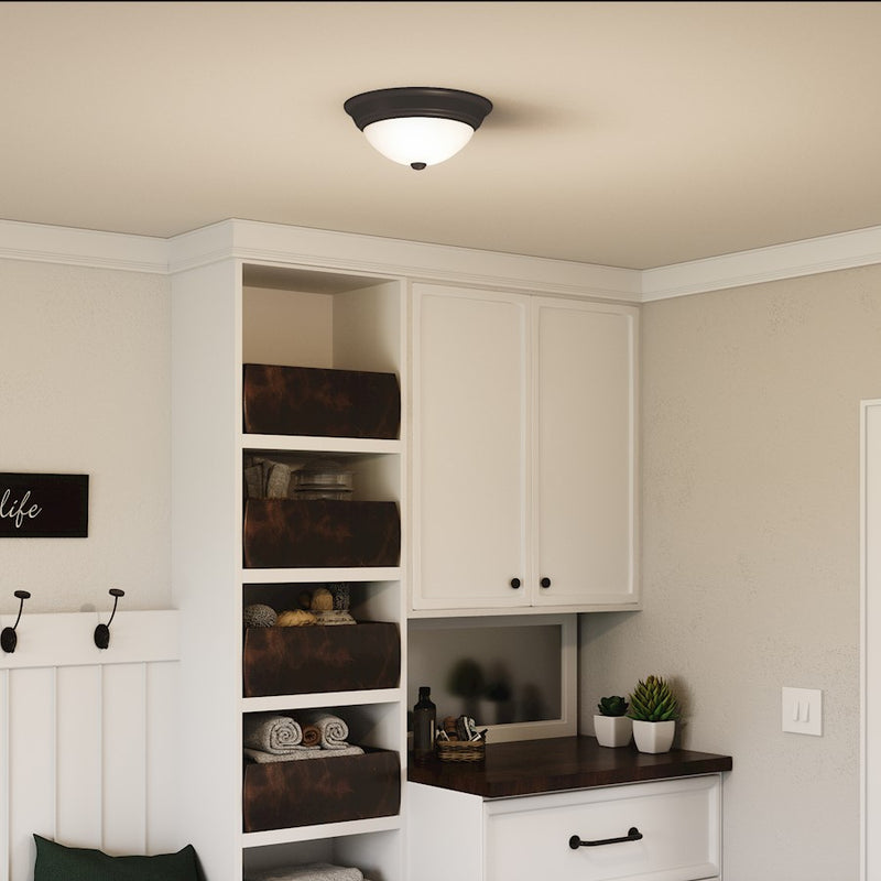 Quoizel Erwin 2 Light Flush Mount, Old Bronze