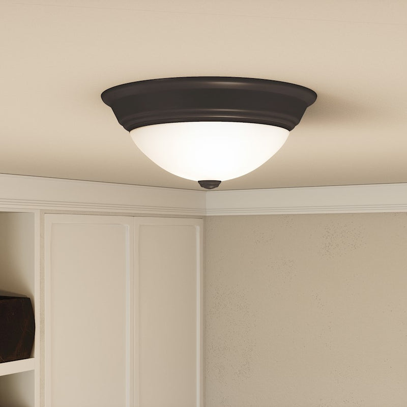 Quoizel Erwin 2 Light Flush Mount, Old Bronze