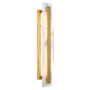 Quoizel Esme 24in LED Wall Sconce | Contemporary Brushed Gold and Alabaster Faux Alabaster | Bathroom & Hallway Vanity Light | Model ESM8705BRG