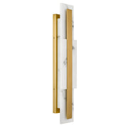 Quoizel Esme 24in LED Wall Sconce | Contemporary Brushed Gold and Alabaster Faux Alabaster | Bathroom & Hallway Vanity Light | Model ESM8705BRG