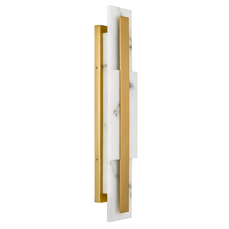 Quoizel Esme 24in LED Wall Sconce | Contemporary Brushed Gold and Alabaster Faux Alabaster | Bathroom & Hallway Vanity Light | Model ESM8705BRG
