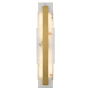 Quoizel Esme 24in LED Wall Sconce | Contemporary Brushed Gold and Alabaster Faux Alabaster | Bathroom & Hallway Vanity Light | Model ESM8705BRG