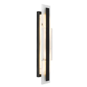 Quoizel Esme 24in LED Wall Sconce | Contemporary Matte Black and Faux Alabaster | Bathroom & Hallway Vanity Light | Model ESM8705MBK