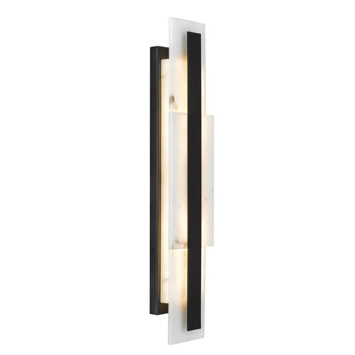 Quoizel Esme 24in LED Wall Sconce | Contemporary Matte Black and Faux Alabaster | Bathroom & Hallway Vanity Light | Model ESM8705MBK