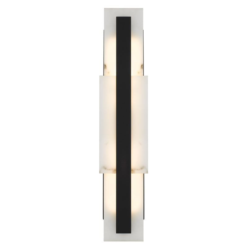 Quoizel Esme 24in LED Wall Sconce | Contemporary Matte Black and Faux Alabaster | Bathroom & Hallway Vanity Light | Model ESM8705MBK