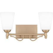 Quoizel Esther 2 Light Bath Light, Bronze Gold/Opal Etched Glass - ESR8616BGD