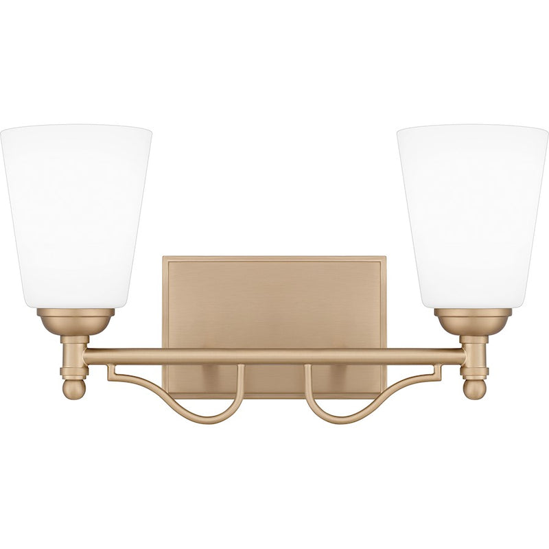 Quoizel Esther 2 Light Bath Light, Bronze Gold/Opal Etched Glass - ESR8616BGD
