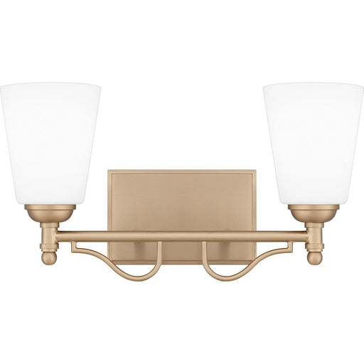 Quoizel Esther 2 Light Bath Light, Bronze Gold/Opal Etched Glass - ESR8616BGD