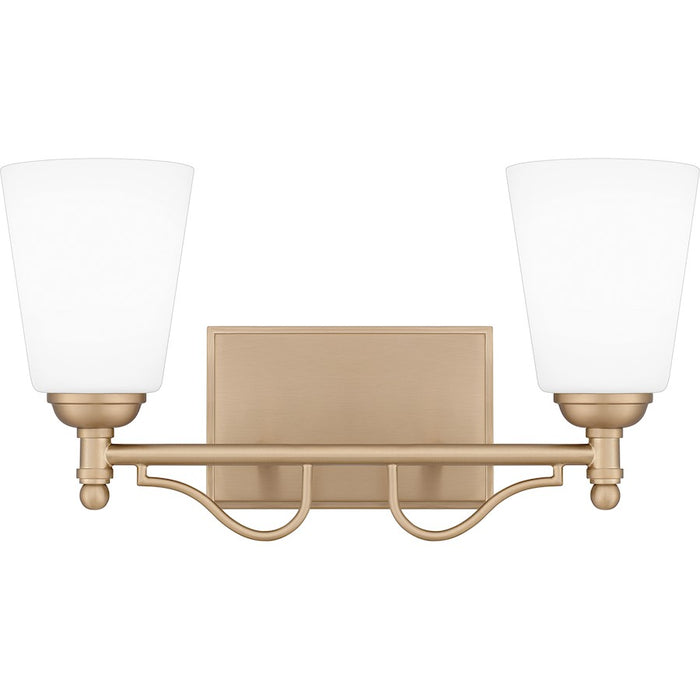 Quoizel Esther 2 Light Bath Light, Bronze Gold/Opal Etched Glass - ESR8616BGD