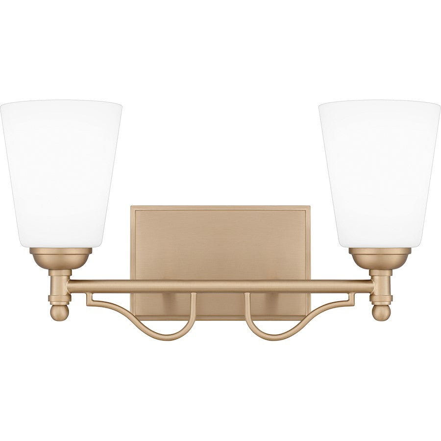 Quoizel Esther 2 Light Bath Light, Bronze Gold/Opal Etched Glass - ESR8616BGD