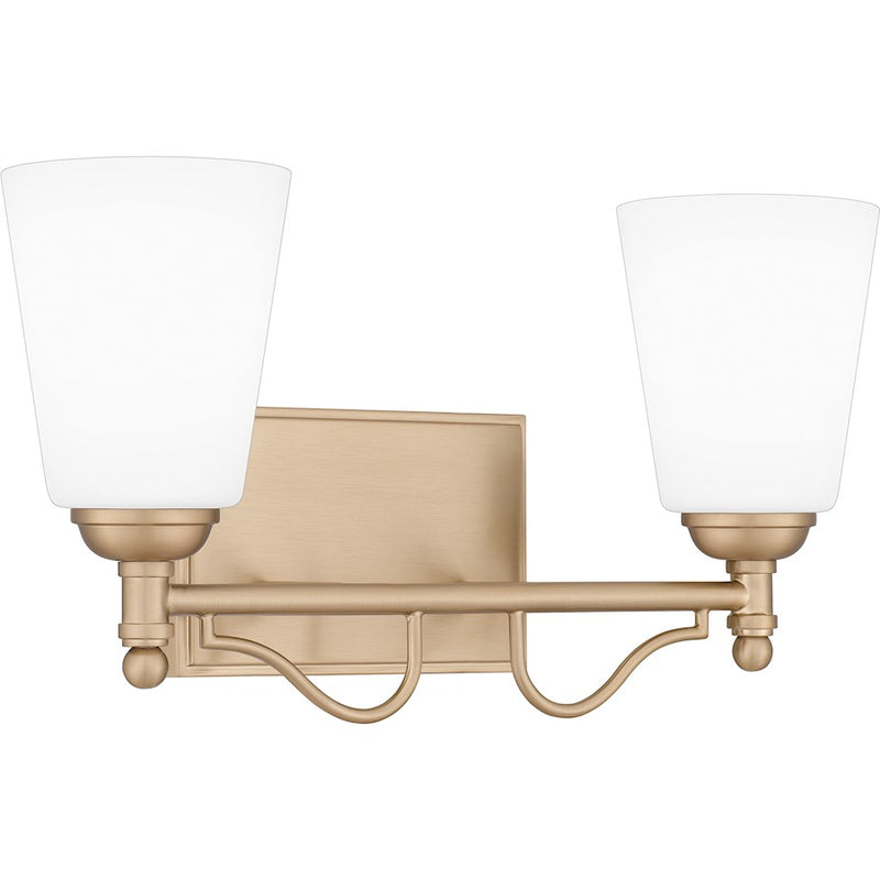 Quoizel Esther 2 Light Bath Light, Bronze Gold/Opal Etched Glass