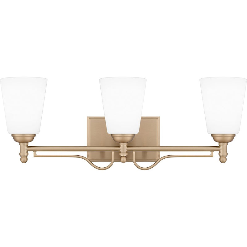 Quoizel Esther 3 Light Bath Light, Bronze Gold/Opal Etched Glass - ESR8623BGD
