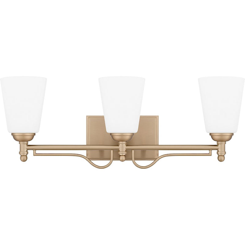 Quoizel Esther 3 Light Bath Light, Bronze Gold/Opal Etched Glass