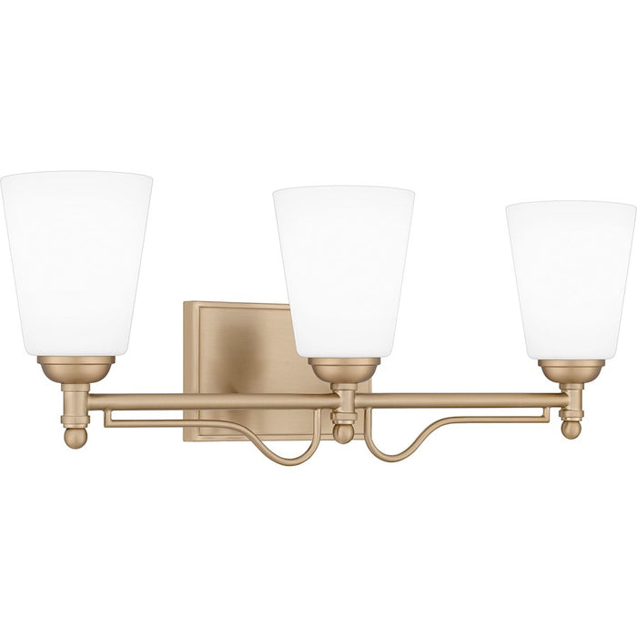 Quoizel Esther 3 Light Bath Light, Bronze Gold/Opal Etched Glass