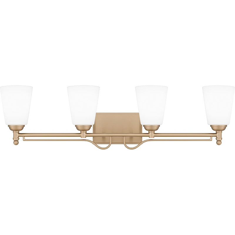 Quoizel Esther 4 Light Bath Light, Bronze Gold/Opal Etched Glass - ESR8632BGD