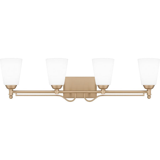 Quoizel Esther 4 Light Bath Light, Bronze Gold/Opal Etched Glass - ESR8632BGD