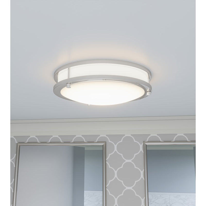 Quoizel Euclid 3" Semi-Flush Mount, Brushed Nickel/White