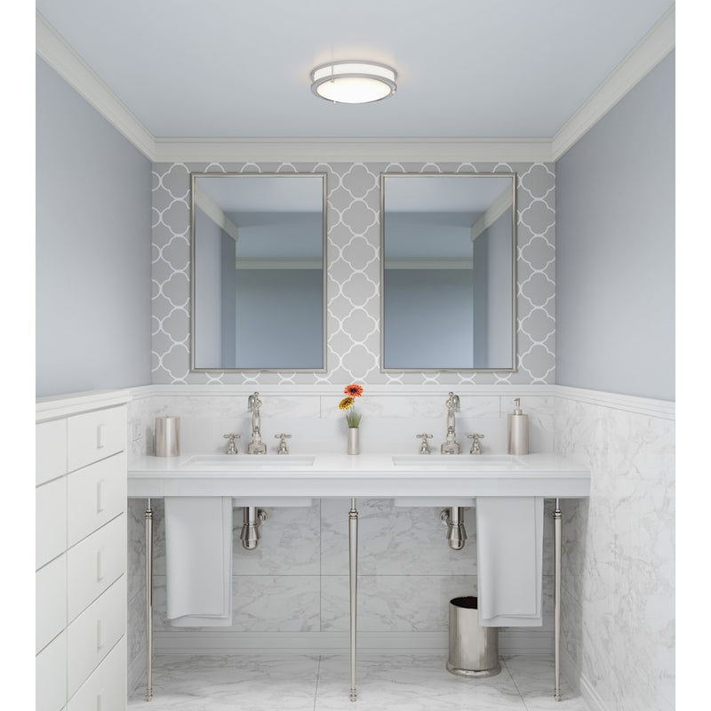 Quoizel Euclid 3" Semi-Flush Mount, Brushed Nickel/White