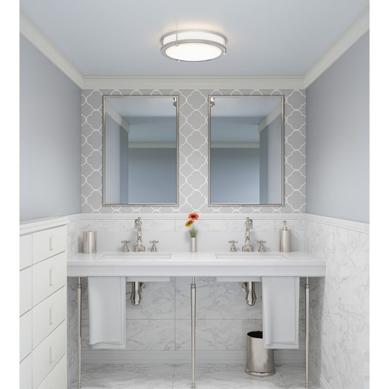 Quoizel Euclid 4" Semi-Flush Mount, Brushed Nickel/White