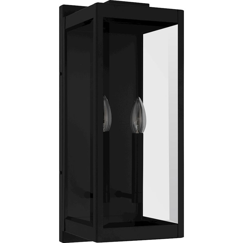 Quoizel Eastover 2Lt Outdoor Lantern, Earth Black/Clear Beveled