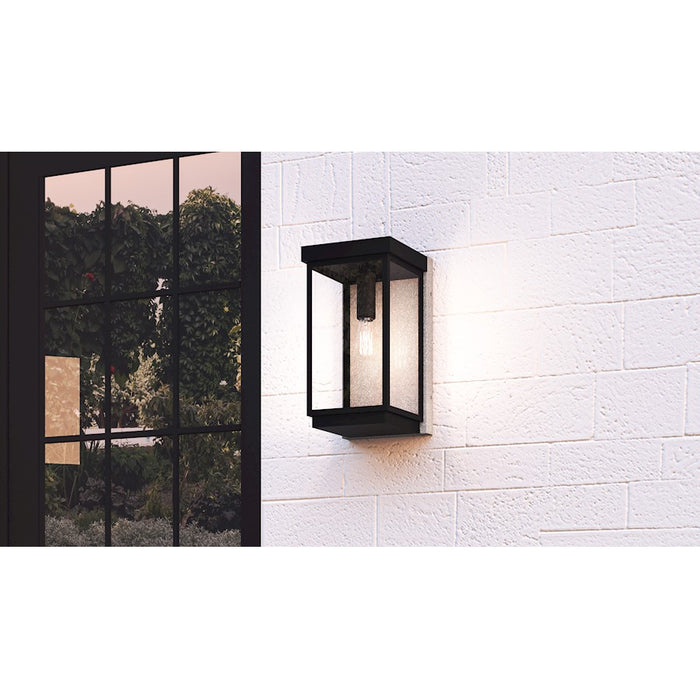 Quoizel Ezra 1 Light Outdoor Lantern, Earth Black/Clear Tempered