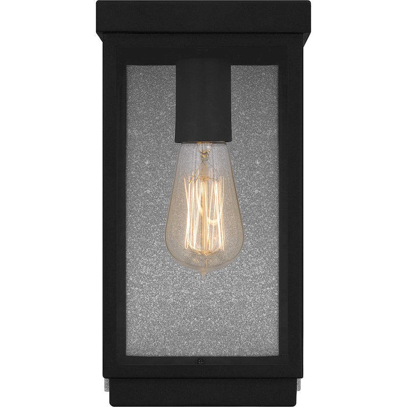Quoizel Ezra 1 Light Outdoor Lantern, Earth Black/Clear Tempered