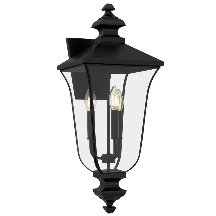 Quoizel Farley 3-Lt Matte Black Outdoor Wall Lantern, Matte Black - FARL8410MBK
